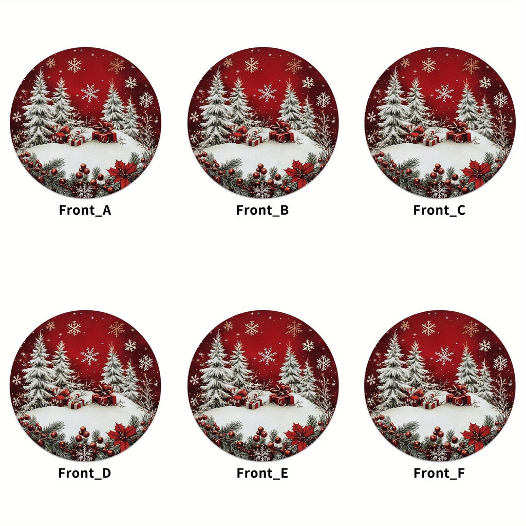 Winter Snowflake Round Placemats Set of 6, 38 cm Seasonal Table Mats for Cozy Christmas Dinners and Holiday Gatherings