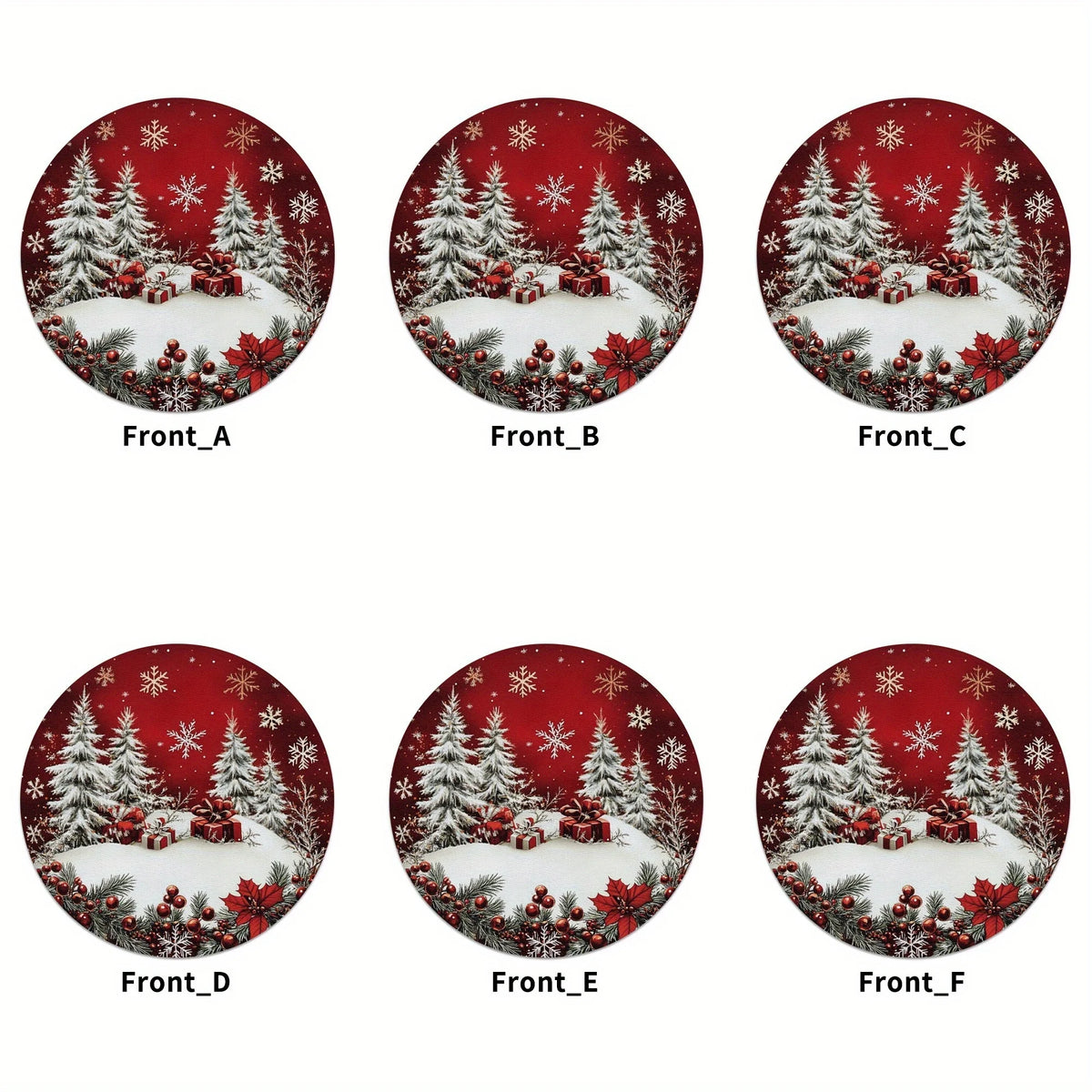 Winter Snowflake Round Placemats Set of 6, 38 cm Seasonal Table Mats for Cozy Christmas Dinners and Holiday Gatherings