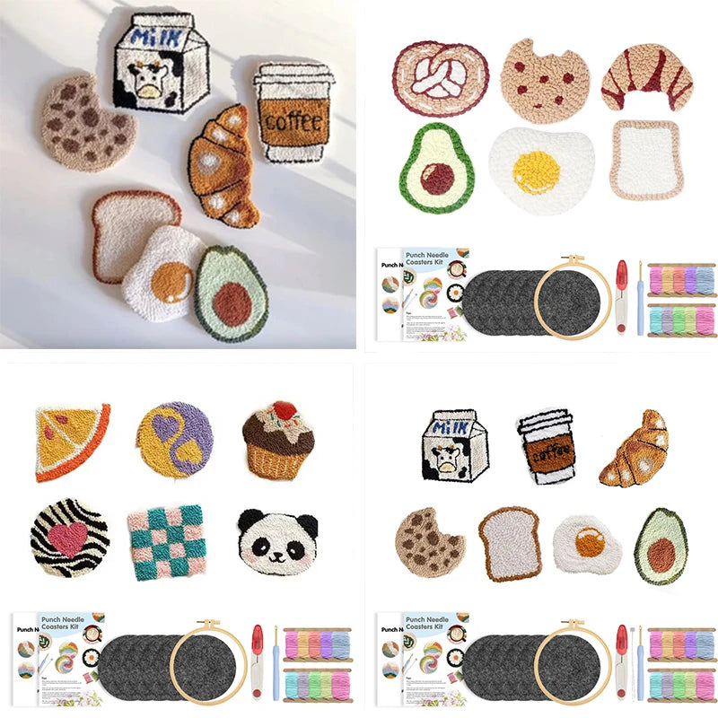 Beginner Punch Needle Coaster Craft Kit for Handmade Tufted Mug Rugs and Cozy Home Decor