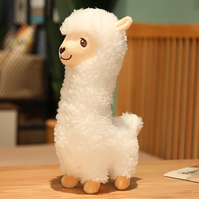 Furry Plush Llama Alpaca Plush Toy Stuffed Soft Long Plush Lifelike Alpaca Sheep Hug Throw Pillow Animals Nap Sleeping Pillow