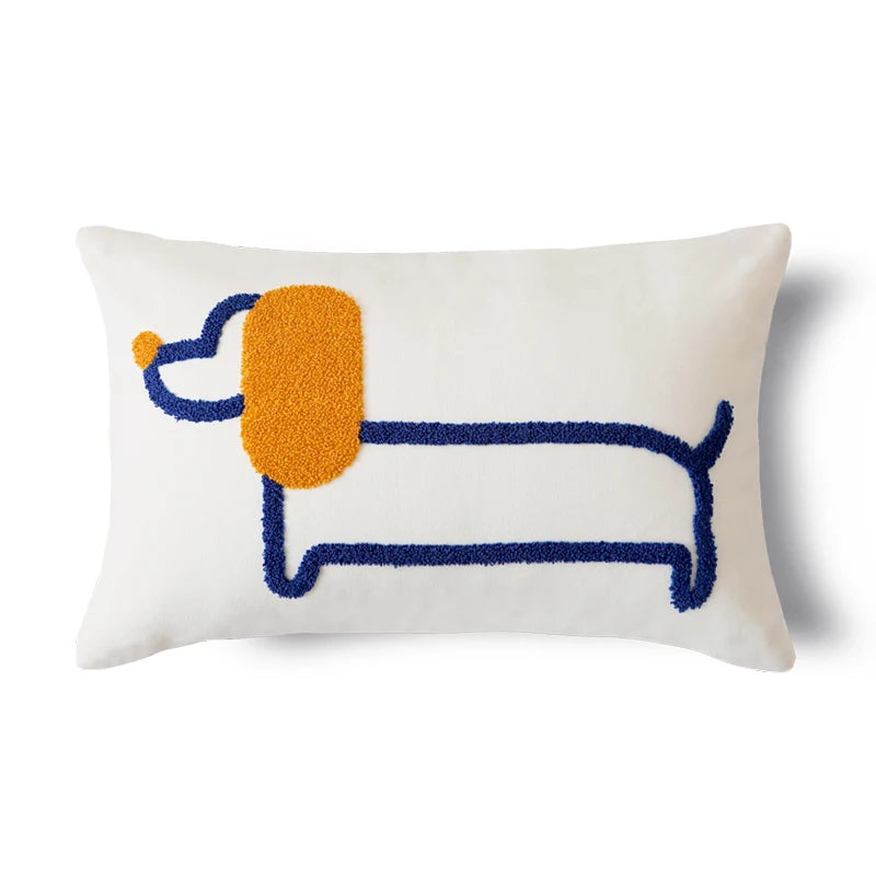 Playful Pup Embroidered Pillow Cover – Square & Lumbar
