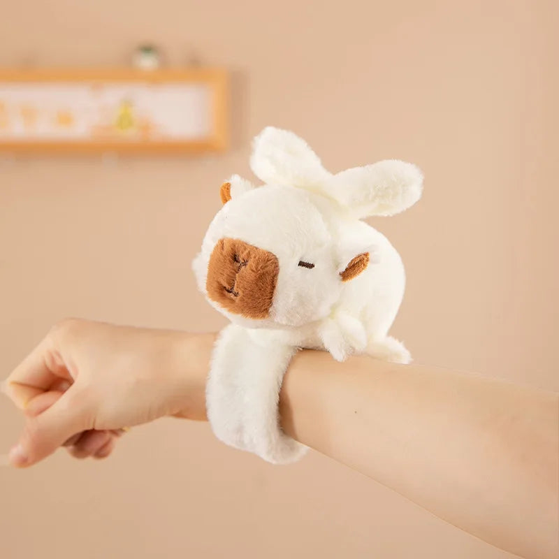 Capybara Plush Snap Bracelet With Pullable Wings Vibrating Keychain Kawaii Animal Toy For Bags Wholesale Cute Gift For Friends