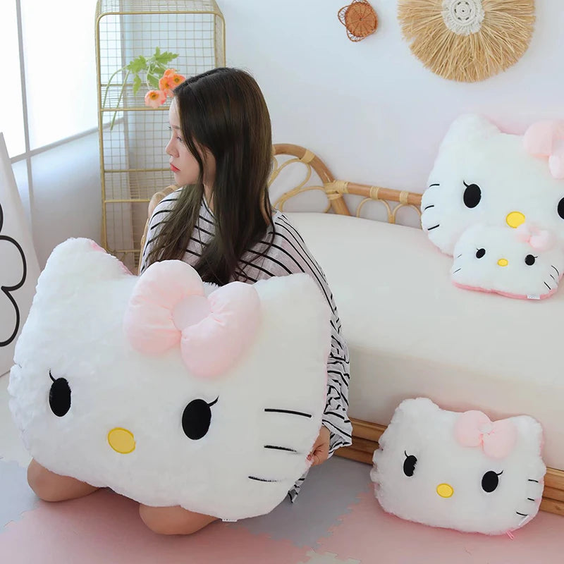 Big Size Sanrio Cuddly Hello Kitty Plush Back Cushion Hello Kitty Pillow Sofa Bed Bay Window Home Decor Pillow Hug Plushies Gift