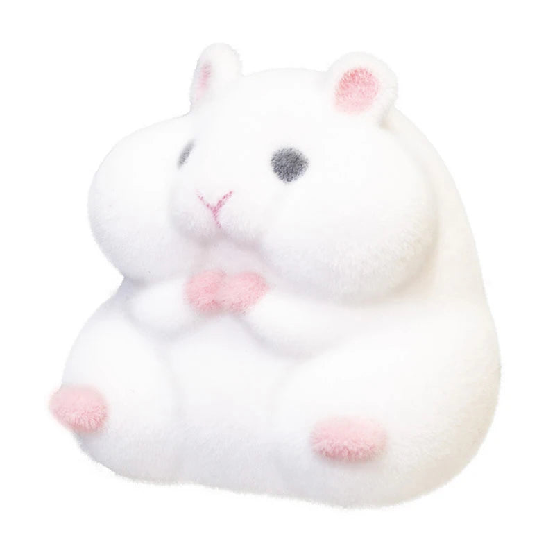 【Random style】Japan Original Capsule Toys Cute Kawaii Fatty Milky Soft Hamster Flocking Plush Dolls Squeeze Stress Relief Toys