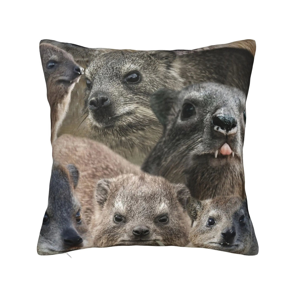 Bow-Tied Rock Hyrax Printed Pillow Cover