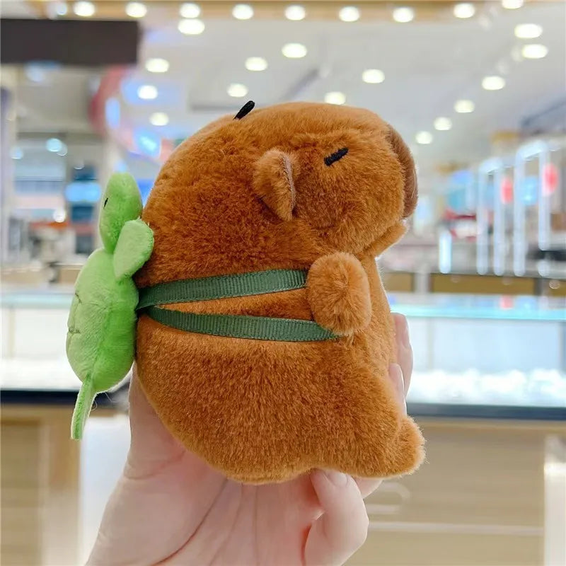 Cute Stuffed Animals Plush Capybara Keychain 12cm Cartoon Simulation Capybara Pendant Snot-Pulling Cute School Bag Pendant