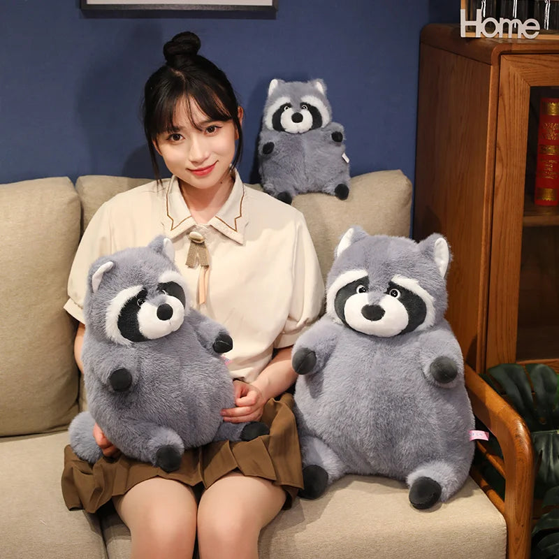 20-45cm Artificial Fat Raccoon Plush Doll Grey Round Raccoon Animal Plush Toy Super Soft Christmas Gift For Boys And Girls