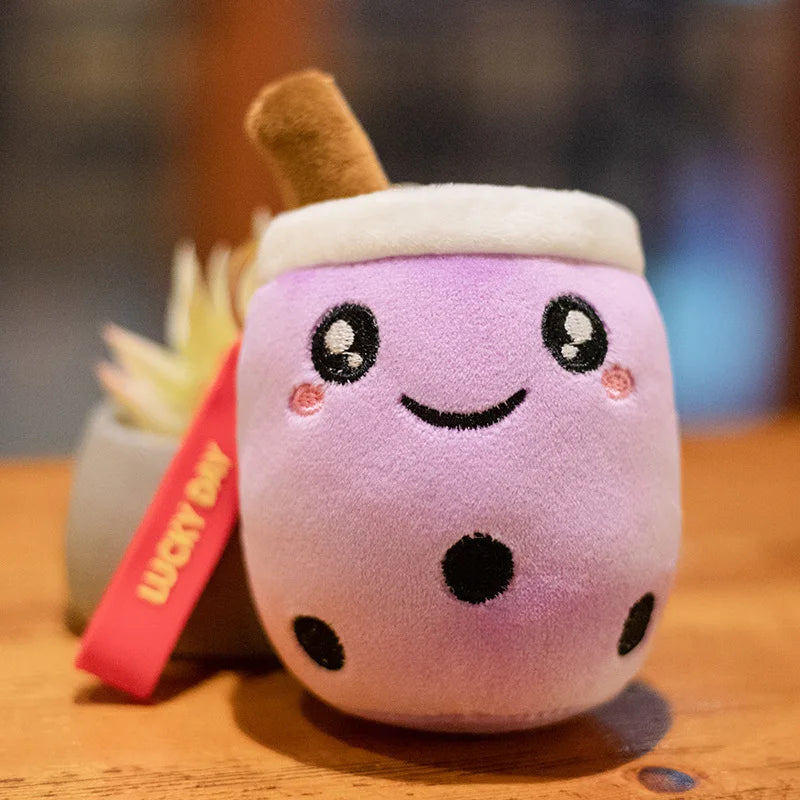 Cartoon Boba Fruit Bubble Tea Backpack Pendant   Plush Toy Stuffed Ice Cream Milk Tea  Cute Food Soft Toys Decor Girls Boys Gift