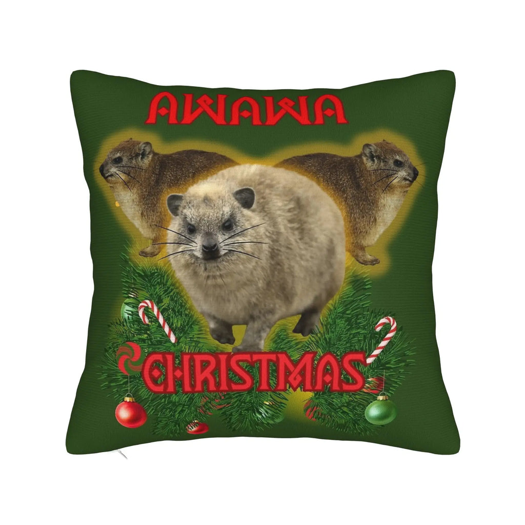 Bow-Tied Rock Hyrax Printed Pillow Cover