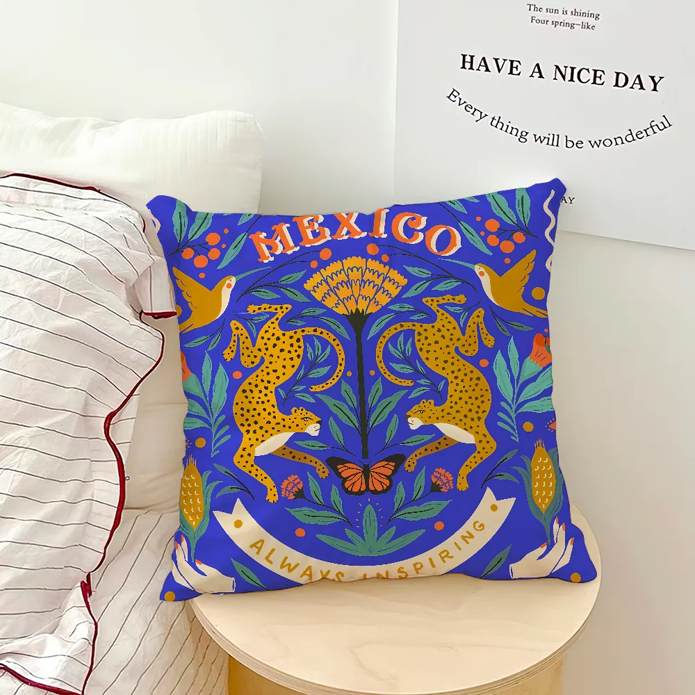 Fashion Leopard art tiger symmetry cushion cover Comfortable soft Pillow Case for Sofa Living Room Home Decor Protective Covers