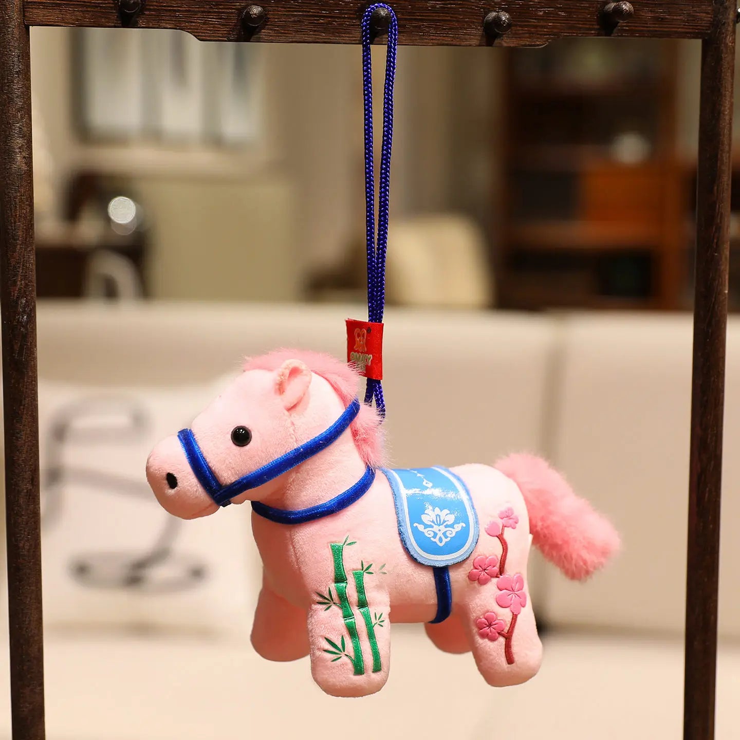 12CM Cute Mini Horse Pendant Keychian Plush Toy Kawaii Lifelike Animal Simulation Stuffed Doll Bag Decor
