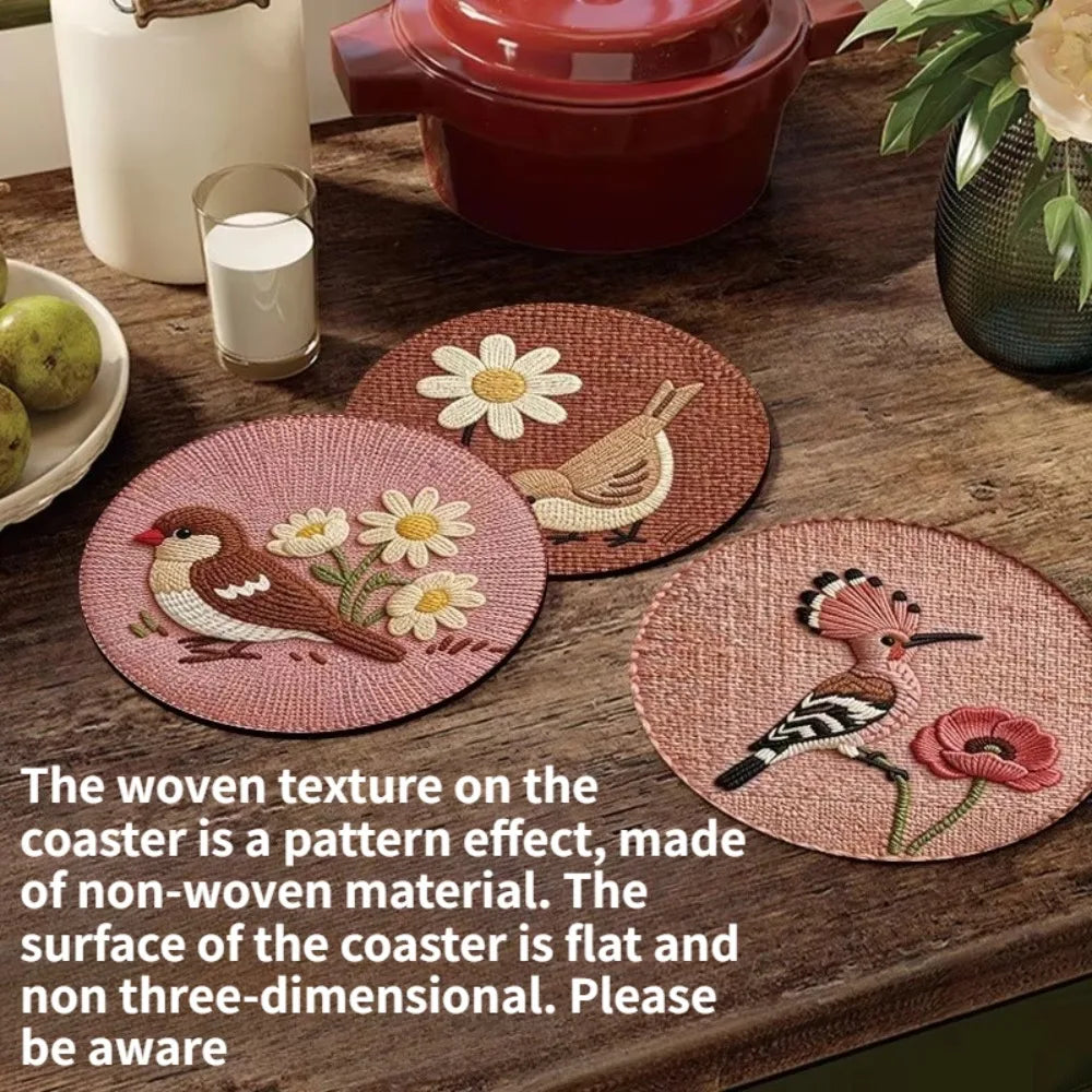 Printed Round Drink Coaster Set of 4 | 12 cm Table Mats for Coffee Cups and Everyday Dining