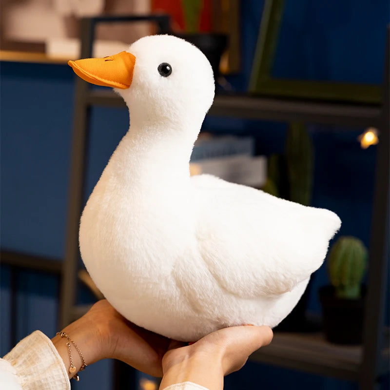 Kawaii Lifelike Duck Plush Toy Realistic Cute White Goose Stuffed Animal Toys Gifts For Kids Pets Simulated Duck Birthday Gifts