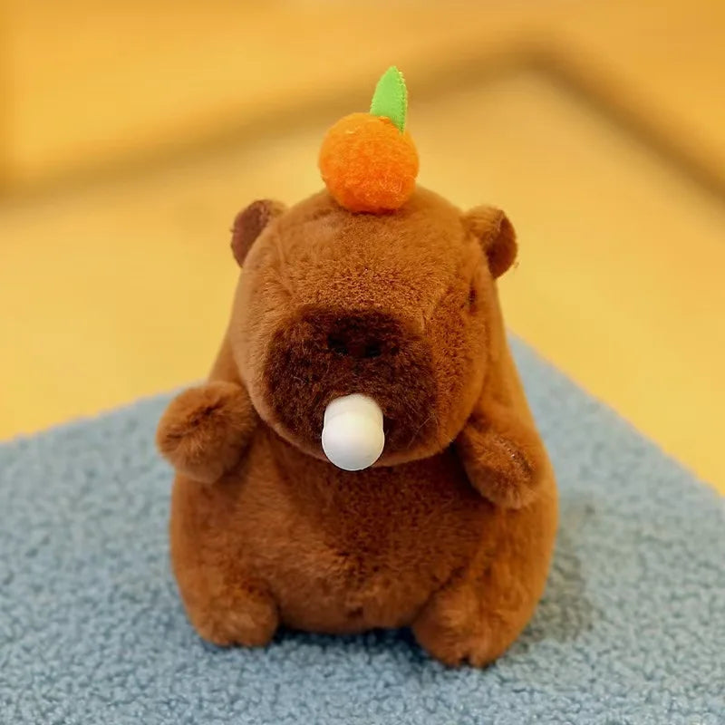 Cute Stuffed Animals Plush Capybara Keychain 12cm Cartoon Simulation Capybara Pendant Snot-Pulling Cute School Bag Pendant