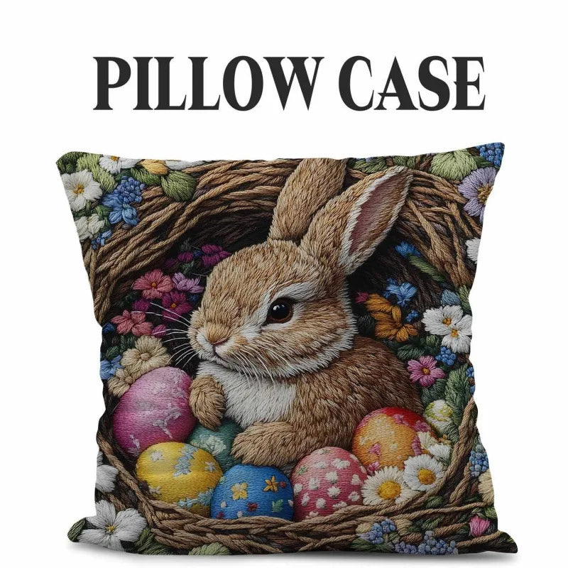 Storybook Animal Stitch-Effect Printed Pillow Cover