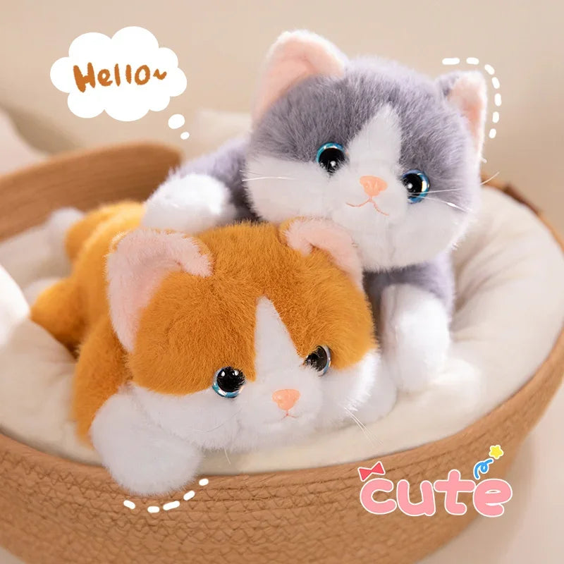 Simulation Cat Plush Toys Soft Stuffed Kitten Model Fake Cats Realist Animals For Kids Girls Birthday Valentine's Day Gift