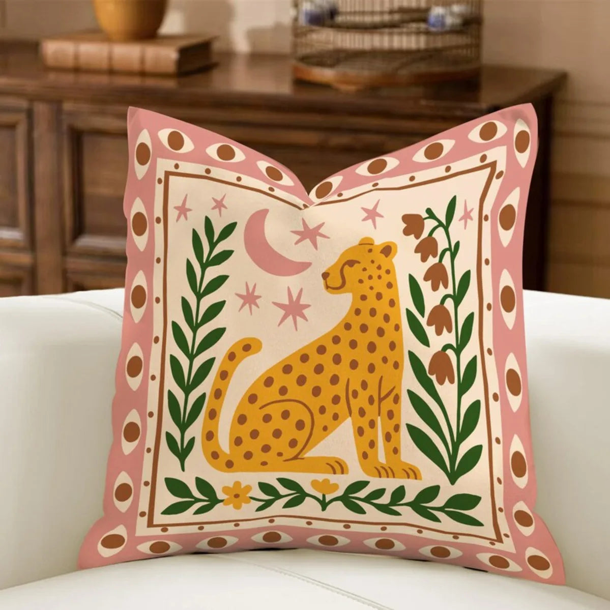 Minimal Boho Sun Leopard Palm Tree Pillow Cover Decorative Cushion Case Modern Bohemian Home Decor