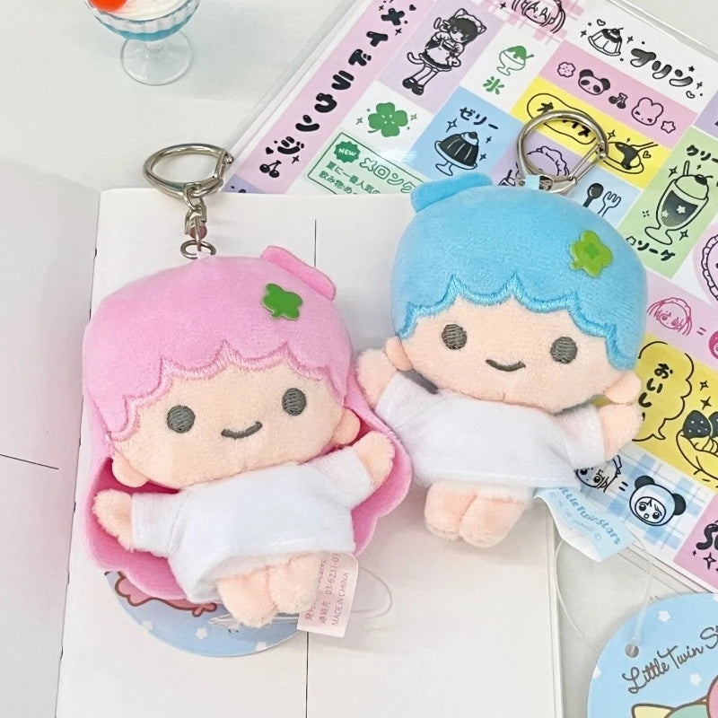 “Little Twin Stars Plush Keychains - 10cm Cute Angel Twin Girls Stuffed Toy Keychain, Soft Kawaii Pendant for Backpack/Keys, Gift for Sanrio Fans & Kids”