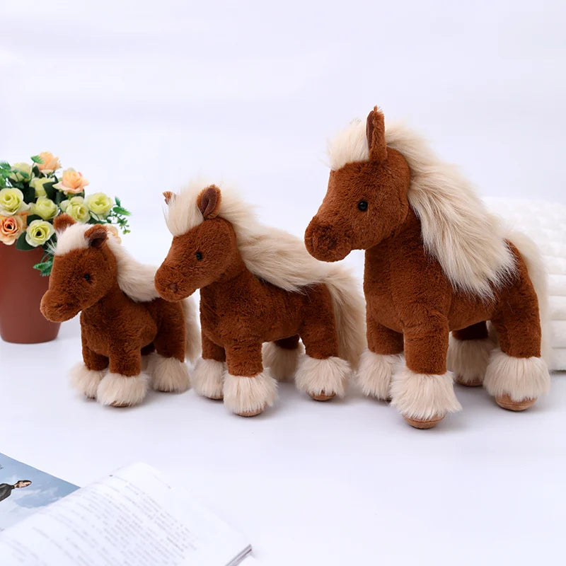 Simulated Horse Plush Dolls Stuffed Animal High Quality Super Realistic Pony Plush Toys Classic Birthday Gift For Children