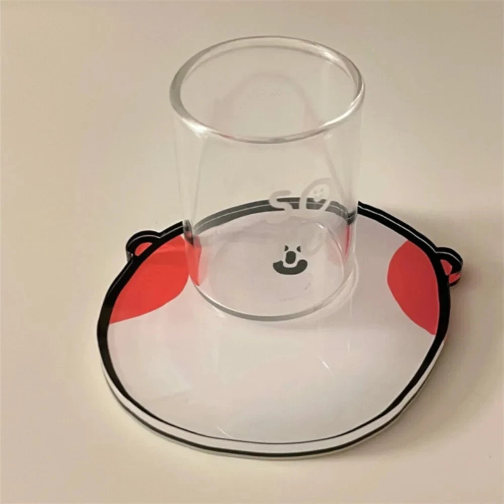 Playful Acrylic Drink Coaster, 8.5 × 8.7 cm Character Cup Mat in Six Designs for Coffee Tables, Desks and Cheerful Gifts