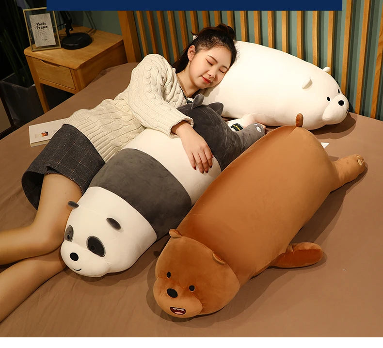 Original The Bare Bears Plush Toys Grizzly Panda Ice Bear Stuffed Doll Kawaii We Bare Bears Plush Peluche Bedside Cushion Gift