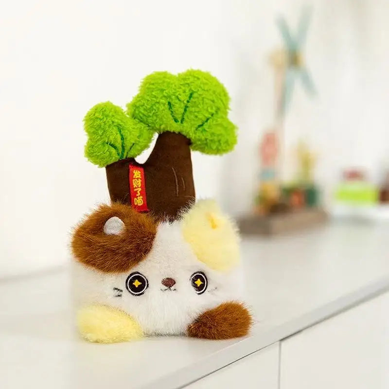 “17cm Cactus Kitty Plush - Pink Cat with Blooming Cactus Flower, Soft Stuffed Animal Toy with Healing Charm for Kids & Adults”