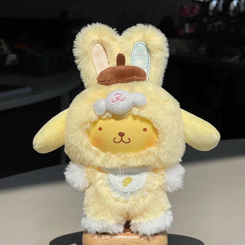 New Hello Kitty Sanrio Family Dress up Elf Rabbit Vinyl Face Plush Doll Pendant for Girls Keychain Doll Gift