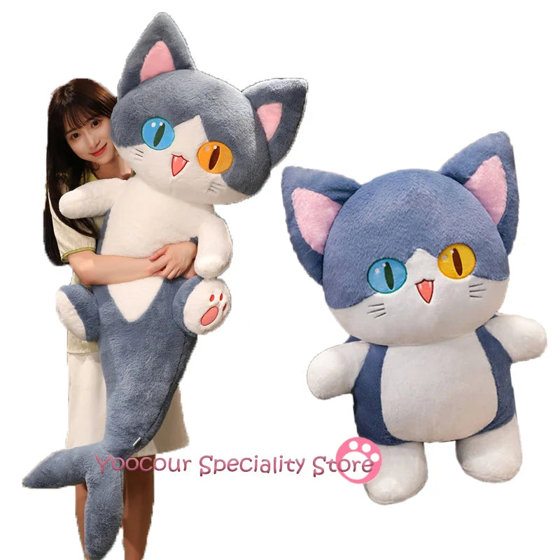 50-135cm Kawaii Transform Blue Shark Cat Plush Toys Stuffed Cute Cat Doll Animal Pillow Soft Cartoon Cushion Kids Christmas Gift