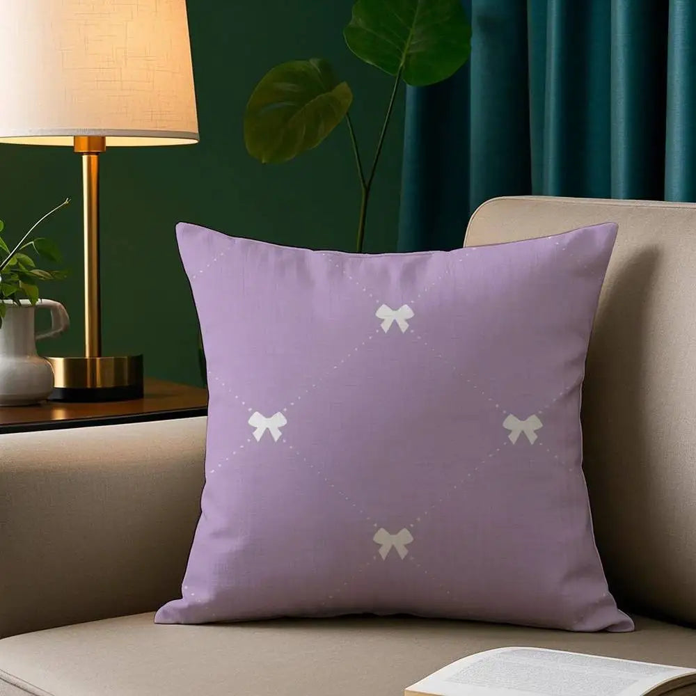 Lavender Bow Short Plush Pillow Cover