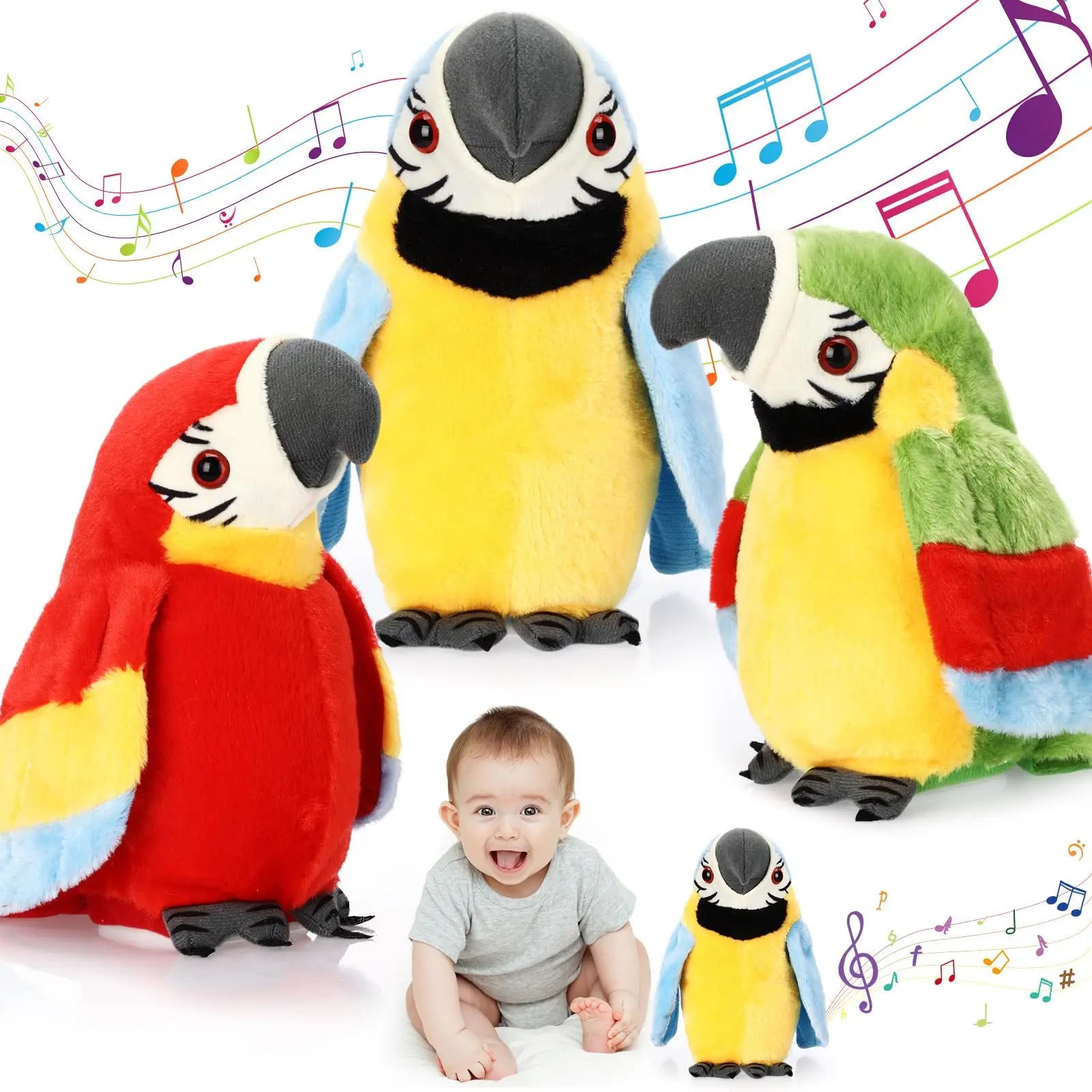 Talking Macaw Parrot Repeat What You Say Stuffed Animal Plush Toy Electronic Record Animated Bird Speaking Parrot Pet Plush Toys