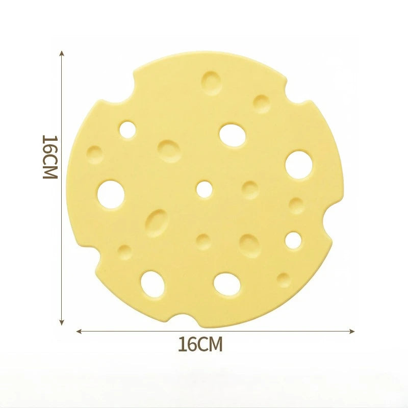 Cheese-Shaped Silicone Cup Mat, Playful 16 cm Drink Coaster in White or Yellow for Cozy Kitchen and Coffee Table Decor
