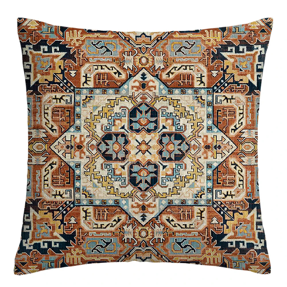 Moroccan Ethnic Patterned Decorative Throw Pillow Cover 2D Printed Polyester Cushion Case 40x40 45x45 50x50  for Sofa Home Decor