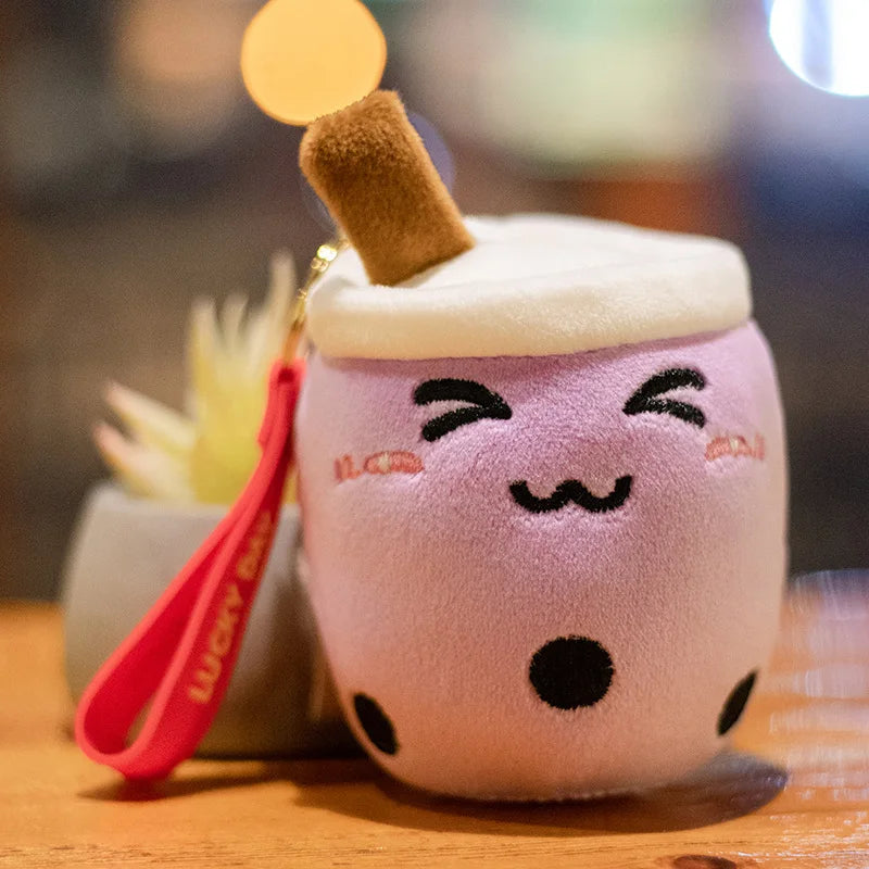 Cartoon Boba Fruit Bubble Tea Backpack Pendant   Plush Toy Stuffed Ice Cream Milk Tea  Cute Food Soft Toys Decor Girls Boys Gift