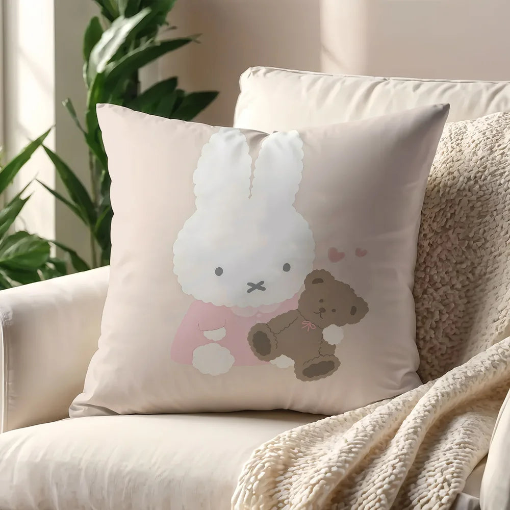 M-Miffy Kawaii cushion cover For Pillow Printing Sofa Decoration Home Car Room Coffee Shop Office Nordic Simplicity
