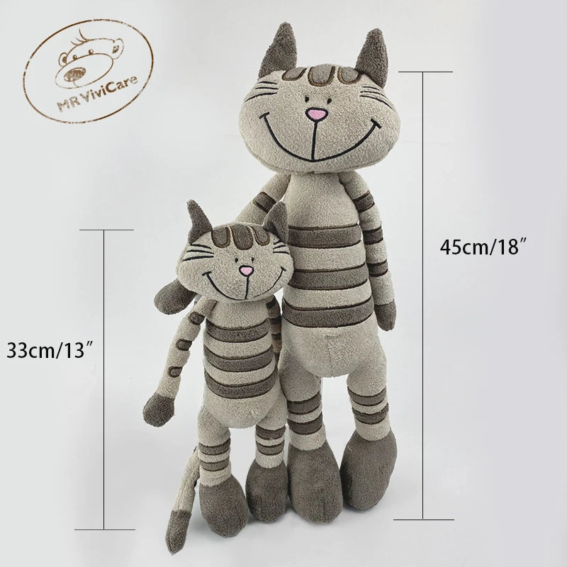 “MR Vivicare Striped Cat Plush Dolls - 35cm/45cm Soft Cuddly Stuffed Animals, Cute Smiling Cat Toys for Kids & Adults, Cozy Companion for Bedroom & Nursery”