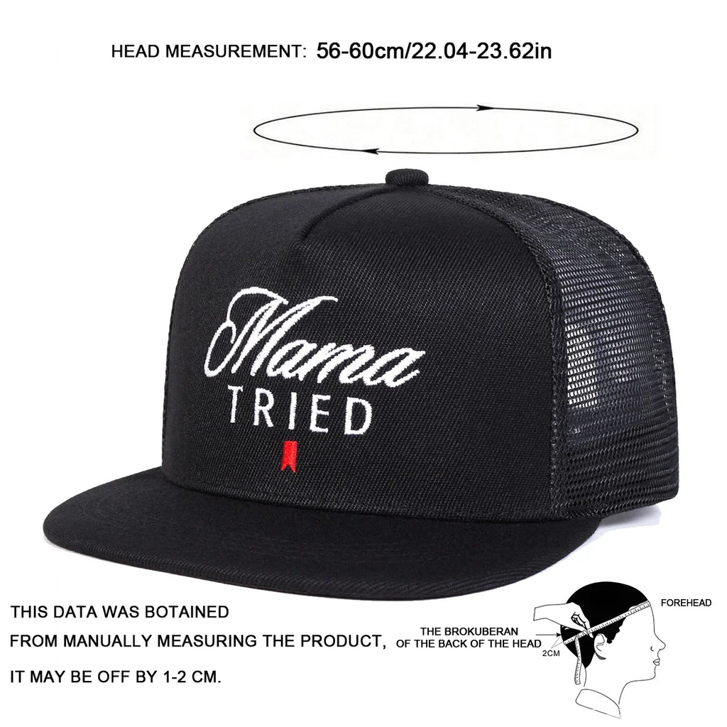 Mama Tried Embroidered Trucker Hat | Vintage Snapback Baseball Cap for Women