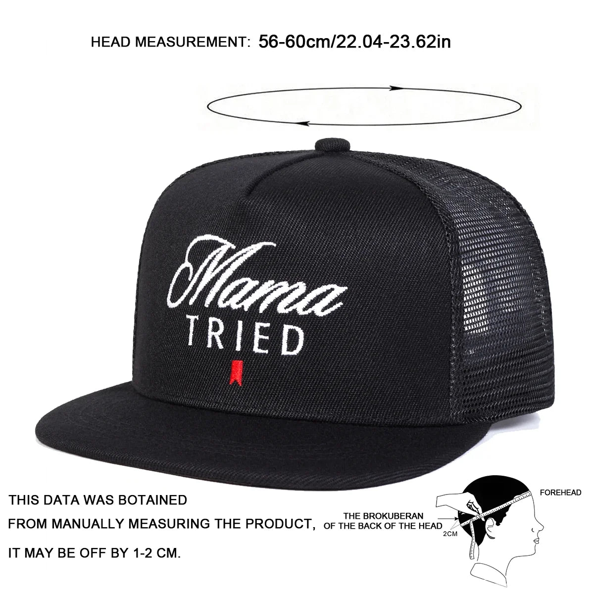 Mama Tried Embroidered Trucker Hat | Vintage Snapback Baseball Cap for Women