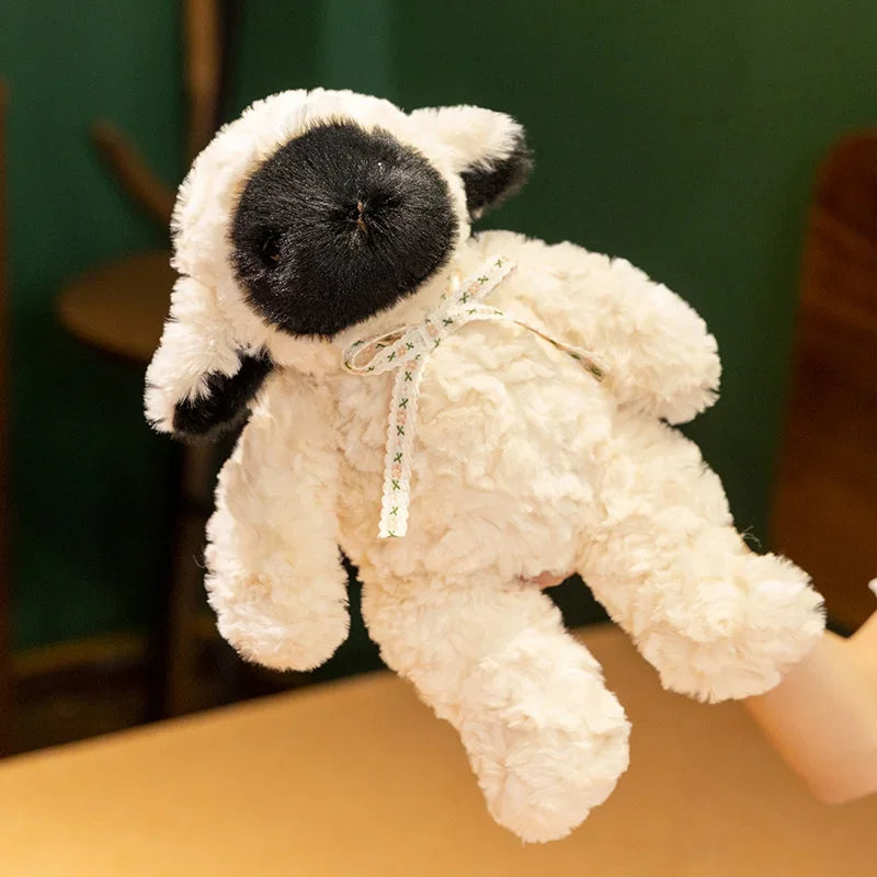 3 Sizes Cartoon Black Face Little Sheep Plush Toys Cozy Fluffy Lace Bow Tie Sheep Doll Gentle Kids Appease Doll Sweet Gift