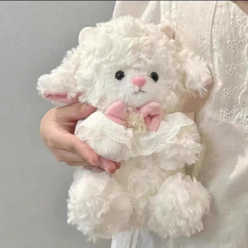25cm Cute Cartoon Birthday Hat Princess Sheep Fluffy Simulation Lamb Plush Toy Cute Kawaii Animal Fluffty Doll Birthday Gift