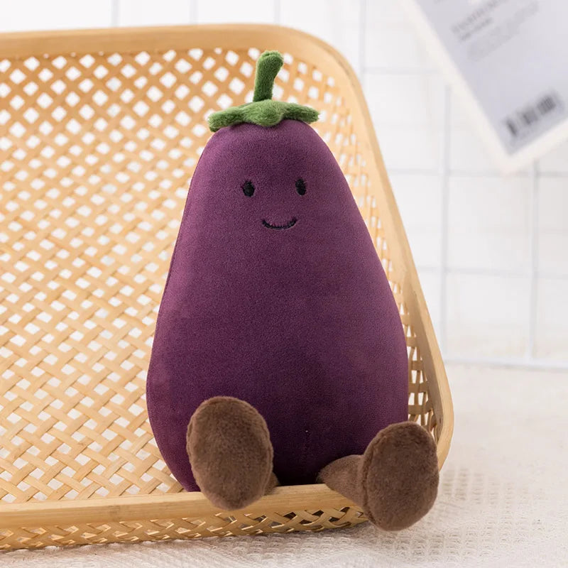 Kawaii Cartoon Fruit Series Plush Doll Cute Vegetable Corn Eggplant Pitaya Peach Pear Banana Watermelon Plush Toy Home Decor