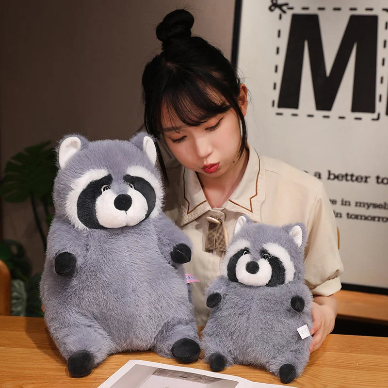 20-45cm Artificial Fat Raccoon Plush Doll Grey Round Raccoon Animal Plush Toy Super Soft Christmas Gift For Boys And Girls