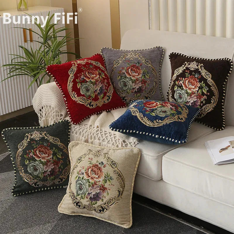 Folk-Custom Flowers Cushion Cover 45x45cm Embroidery Jacquard Decorations for Home Edging Pillow Cases Decora Cushions for Bed