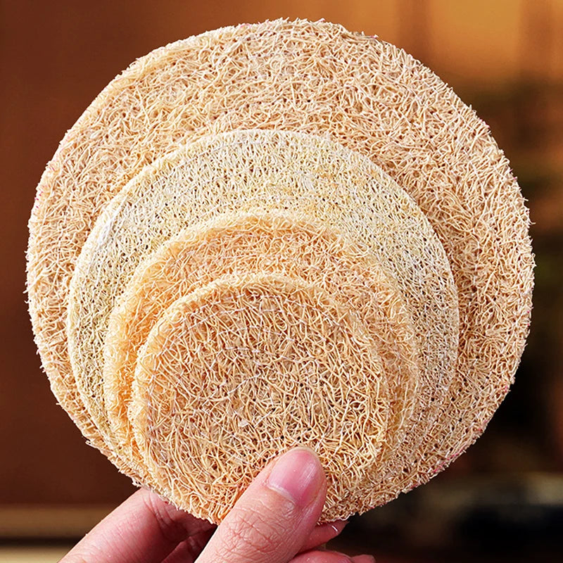 Natural Loofah Fiber Tea Mat, Round Cup and Teapot Pad in Single or Double Layer Styles for Calm Tea Tables