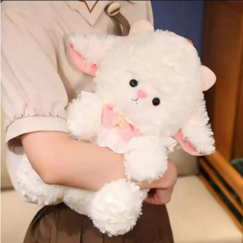 25cm Cute Cartoon Birthday Hat Princess Sheep Fluffy Simulation Lamb Plush Toy Cute Kawaii Animal Fluffty Doll Birthday Gift