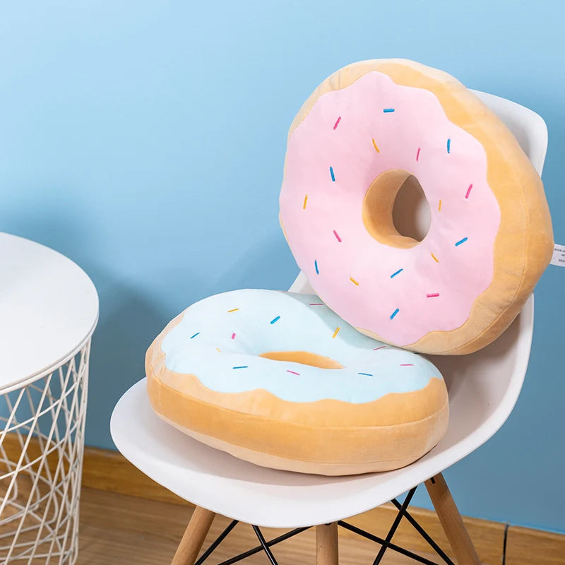 Kawaii 42cm Simulation Cartoon Fried Doughnut Plush Throw Pillow Cute Soft Stuffed Food Sweet Doll Toys Birthday Gifts Decor