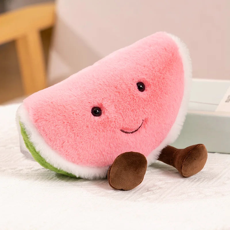 Kawaii Cartoon Fruit Series Plush Doll Cute Vegetable Corn Eggplant Pitaya Peach Pear Banana Watermelon Plush Toy Home Decor