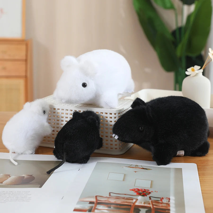 Simulated Soft Mouse Plush Toys Lovely Black White Stuffed Animal Rat Pillow Funny Toy Birthday Christmas Gift children gift