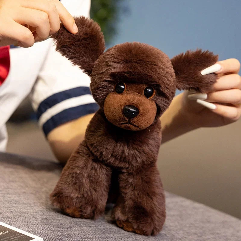 Simulation Poodle Dog Doll Lifelike Teddy Puppy Stuffed Plush Toys Handmade Realistic Animal Model Creative Gifts Present