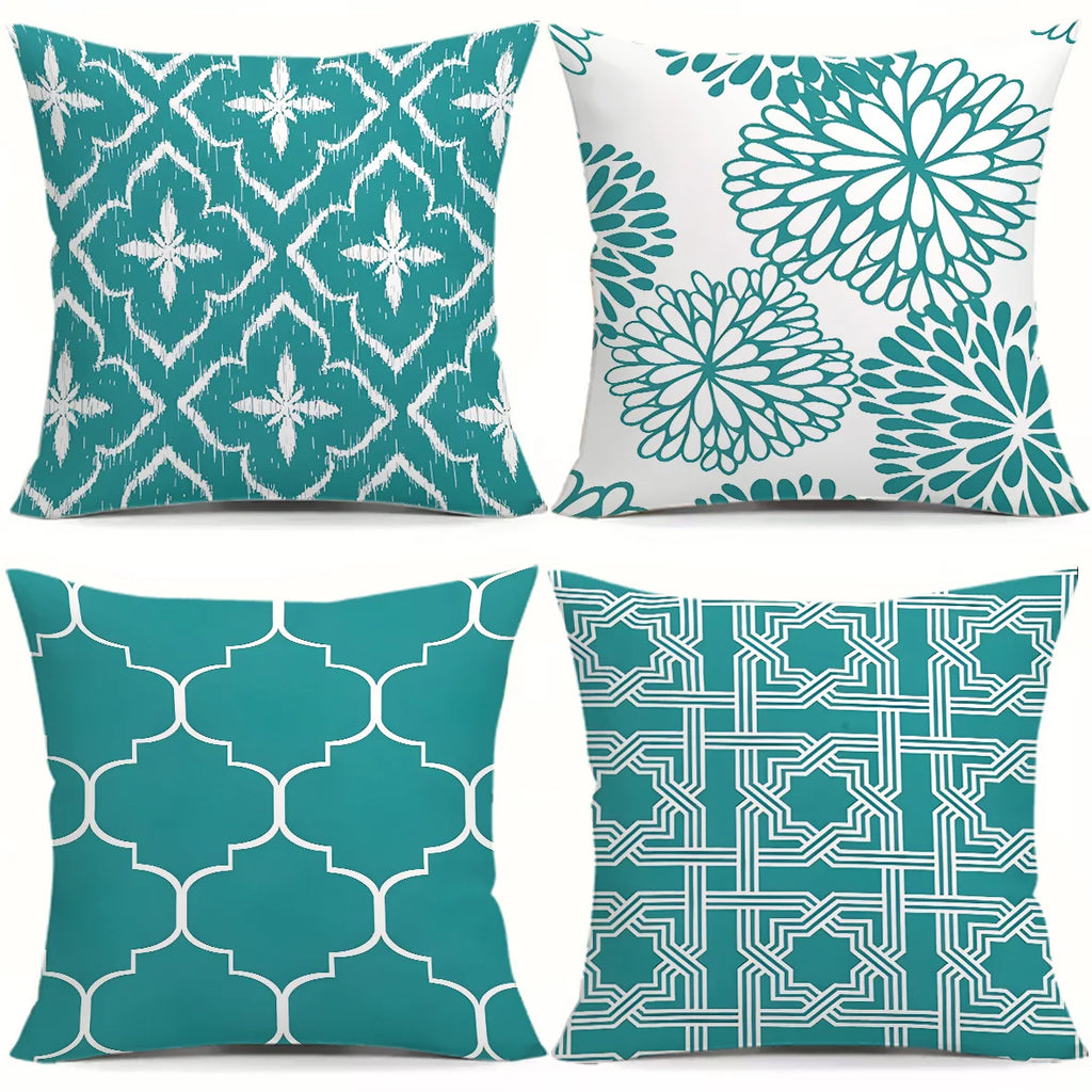 Decorative Printed Throw Pillow Covers Set 4 Piece Geometric Style Cushion Case for Modern Living Room Sofa Home Decor Accent Pi