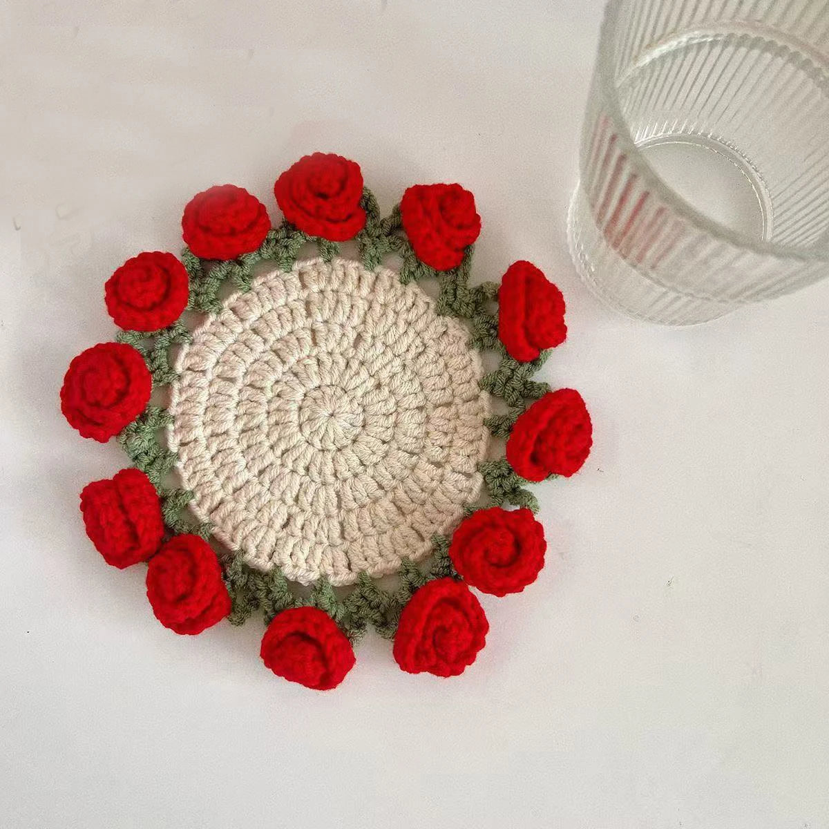 Bellflower Crochet Style Drink Coaster for Coffee Tables Kitchen Decor and Thoughtful Gifts